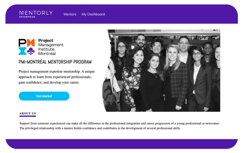 PMI MontrΓ©al mentorship program portal on Mentorly