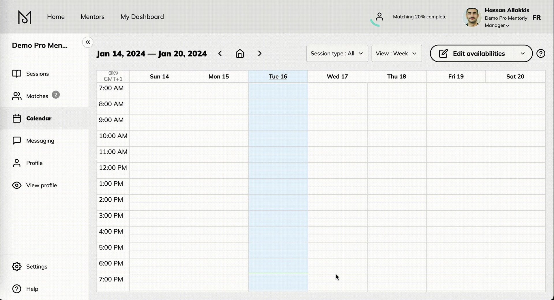 Adding availability: After refreshing your page, the deleted time slot will no longer be visible