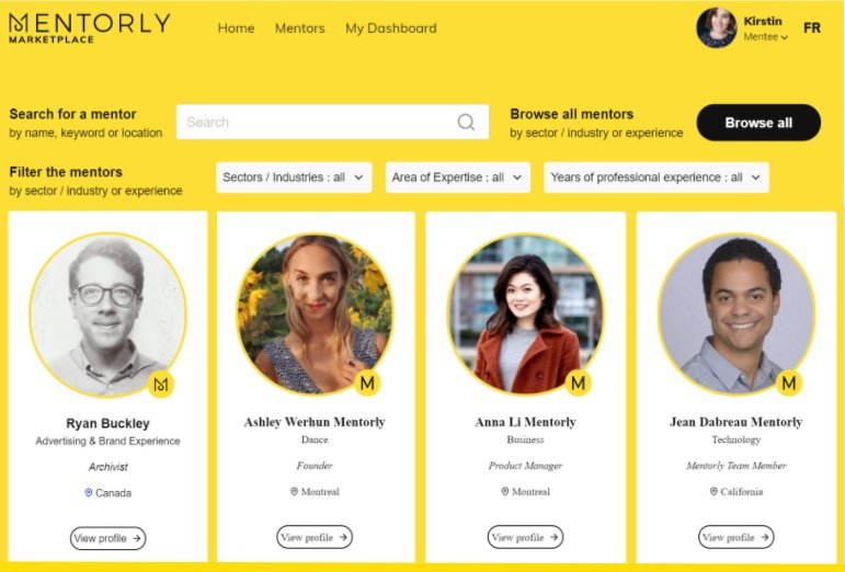 Browsing and Booking with Mentors: You can access all available mentors by clicking on 'Mentors' at the top of your screen