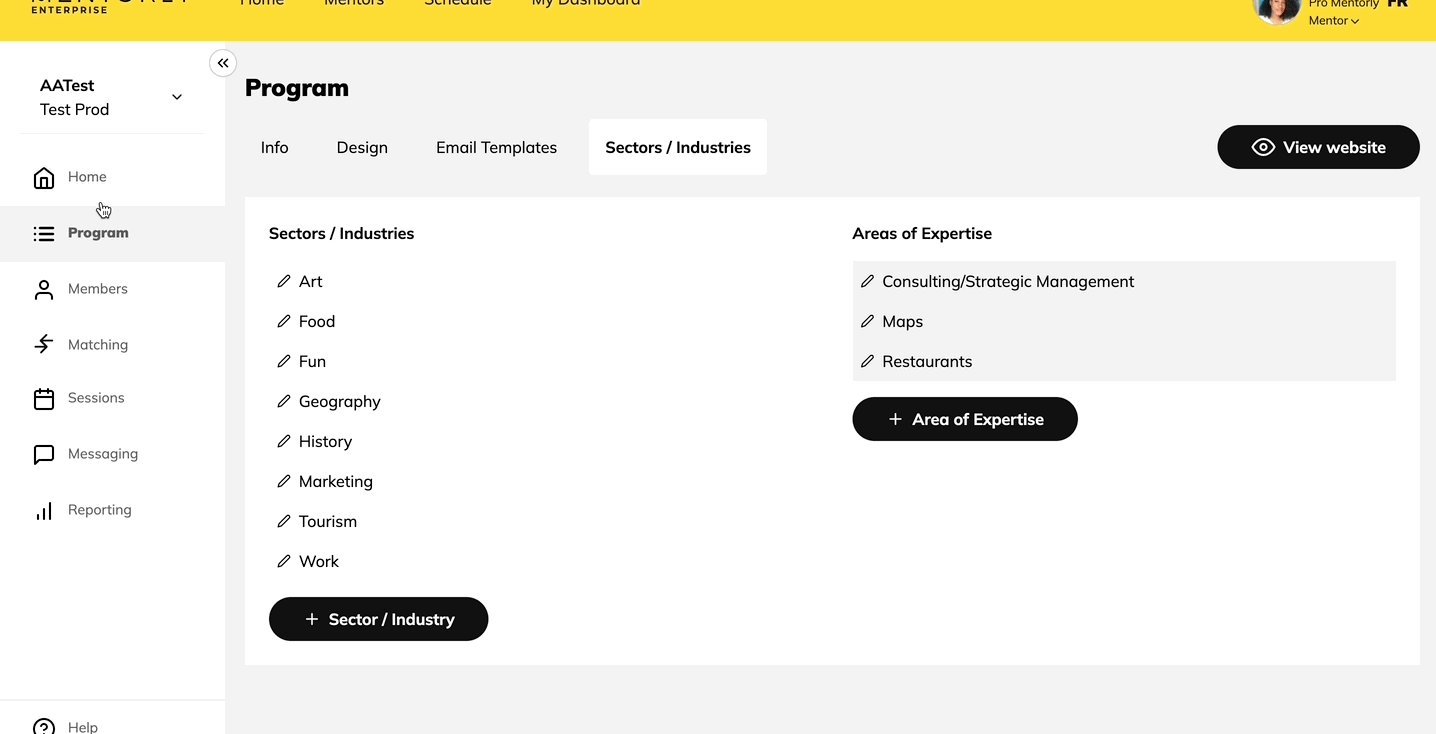 Get to know the platform: Sectors/Industries