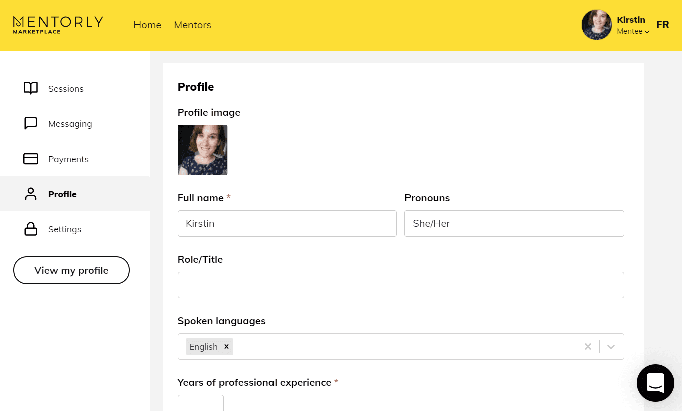 Getting started as a Mentee with Mentorly: You can add more information to your profile such as links to your social media