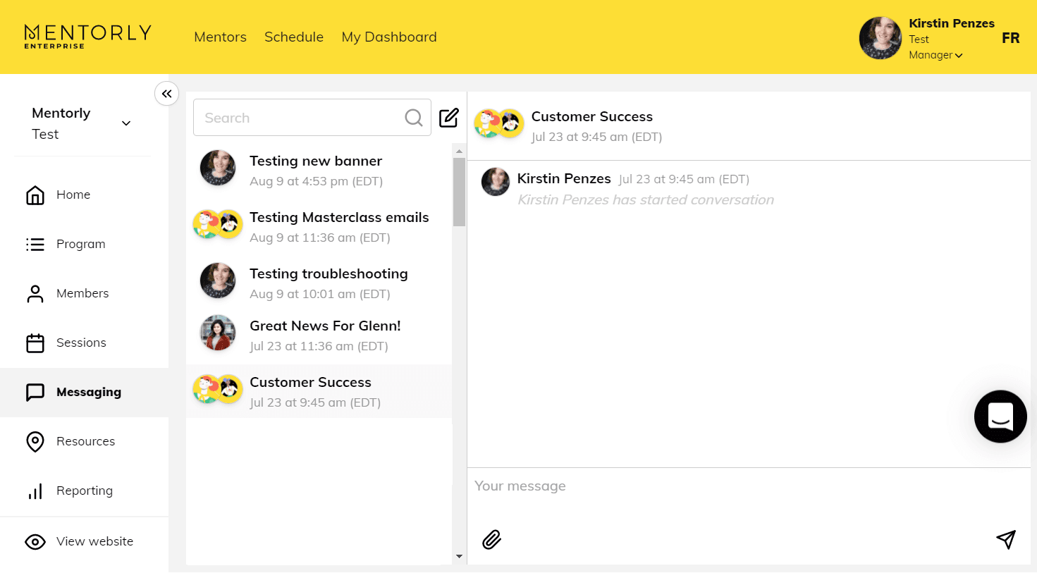 Getting started with Mentorly: Participants will receive an email notification for every message sent in Mentorly to ensure