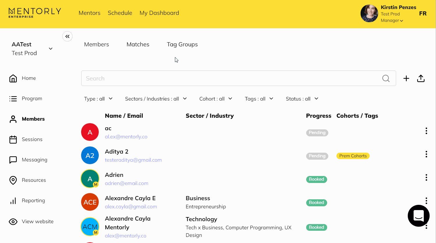Inviting members to your program: Once the tag is created, you can easily add members right away by searching for their name