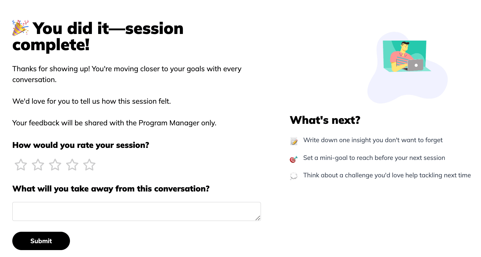 Managing your program: While these reviews are not shared with the other mentor/mentee being reviewed, Program Managers have