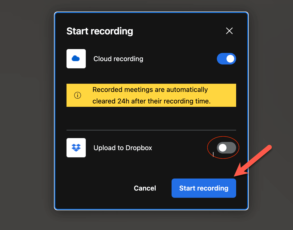 Record your Mentorly sessions: During your call, and by clicking on the sub-menu, you'll see a button labeled "Start