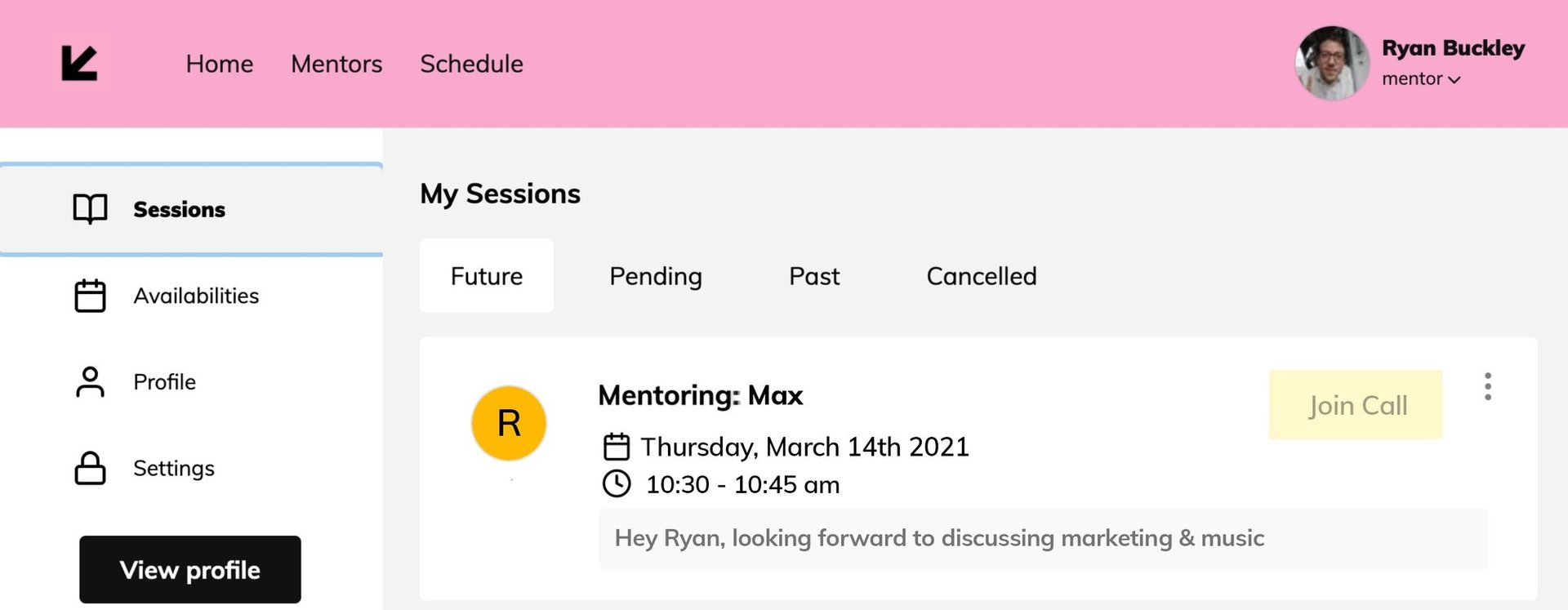 SXSW & SXSW EDU Mentor Guide: Ryan will be able to review the booking and any links that were shared on the > Sessions Tab on